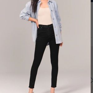 Super Skinny Ultra High Rise Raw Hem Black Jeans - Size 8